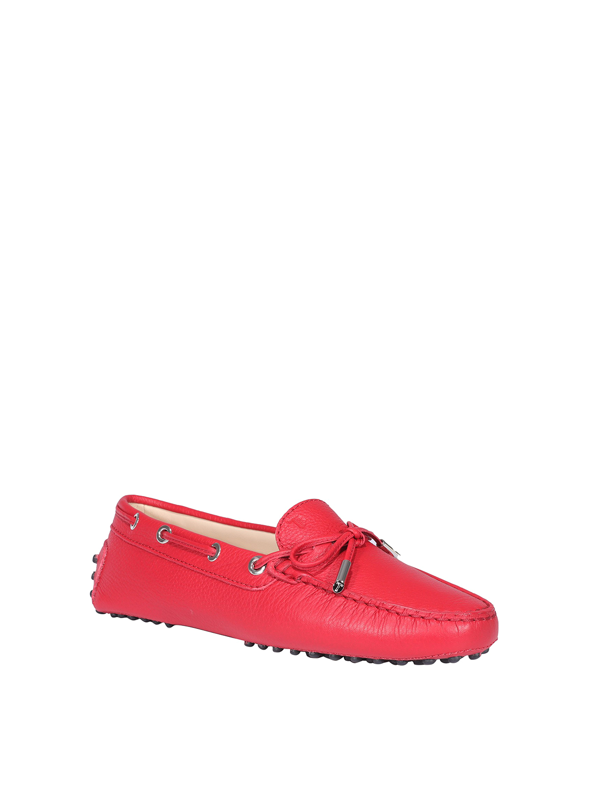 Shop Tod's Pebbled Leather Driving Shoes In Rojo