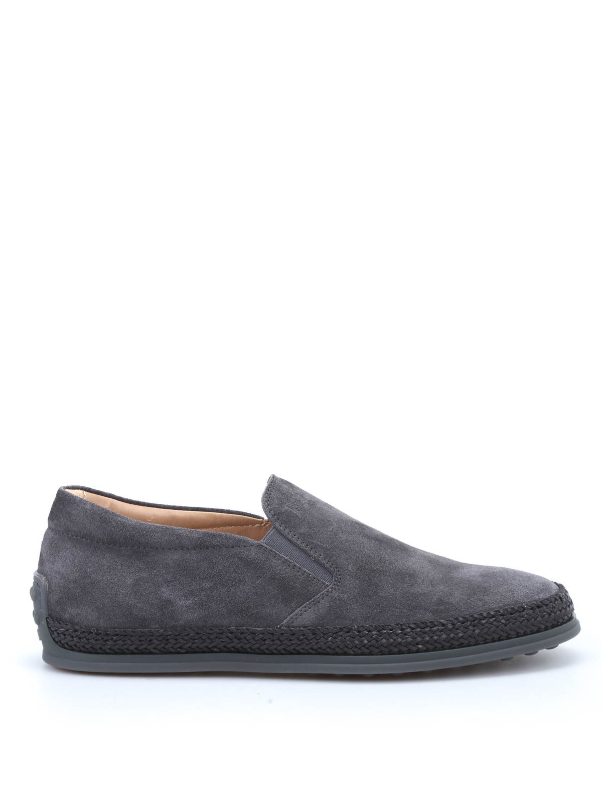 Tods mens slip on shoes in grey suede. Tod main image 3