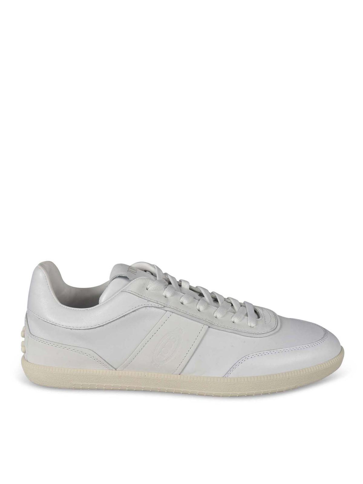 Tod's Vintage Design Leather Sneakers In White