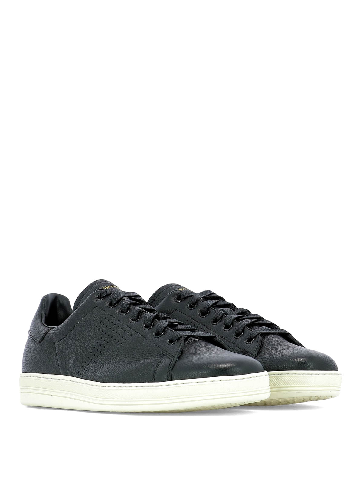 TOMFORD　ジレ Tom Ford Perforated logo leather sneakers - Black|J1045TDAPBLACK