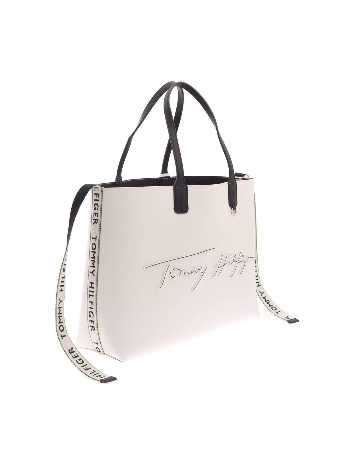 Totes bags Tommy Hilfiger - Tommy Signature bag white - AW0AW09707YAF