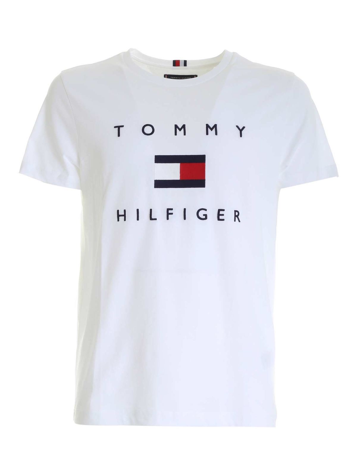 T-shirts Tommy Hilfiger - Tommy Flag Hilfiger T-shirt in white -  MW0MW14313YBR