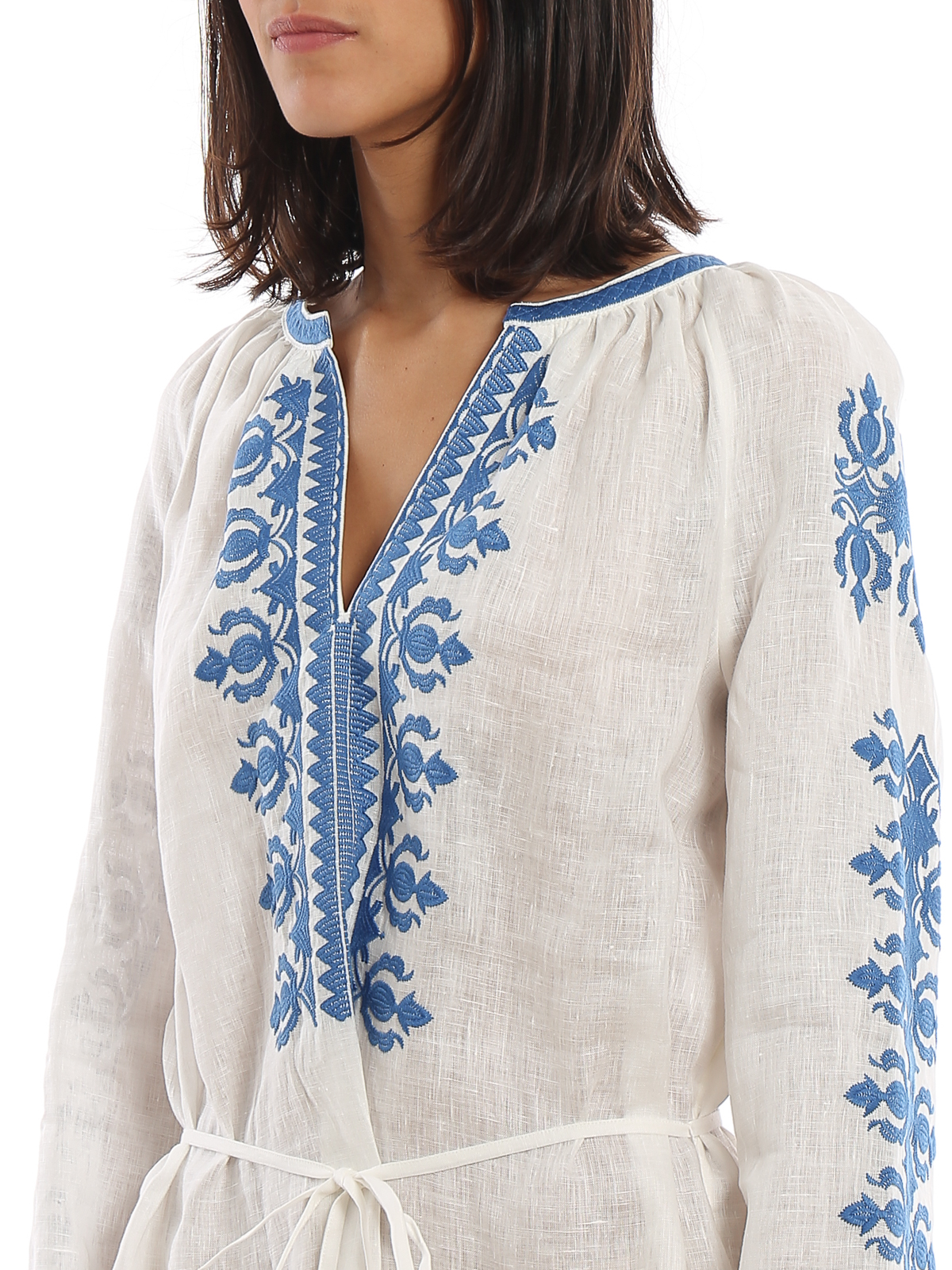 Tory Burch Embroidered linen dress - White - Women|54804104 Tory Burch Embroidered linen dress - White - Women|54804104