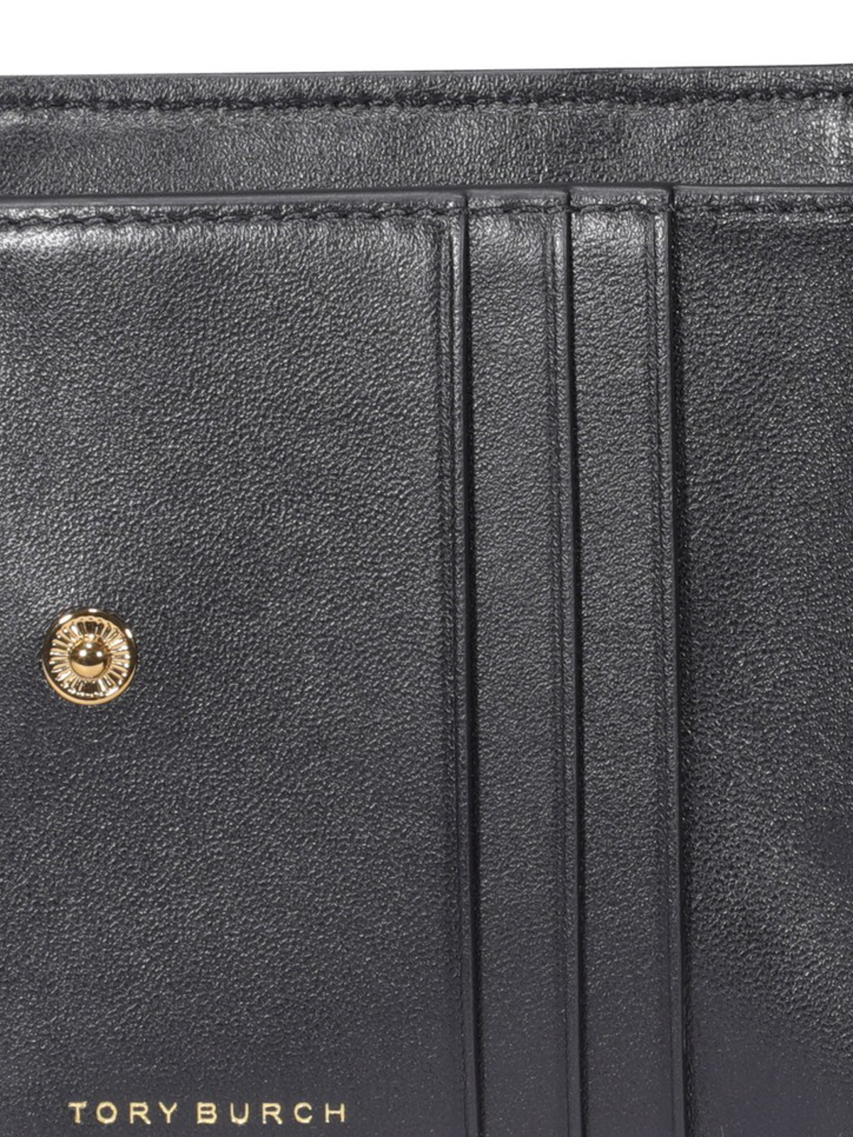 Tory Burch Kira Chevron Leather Card Case Black