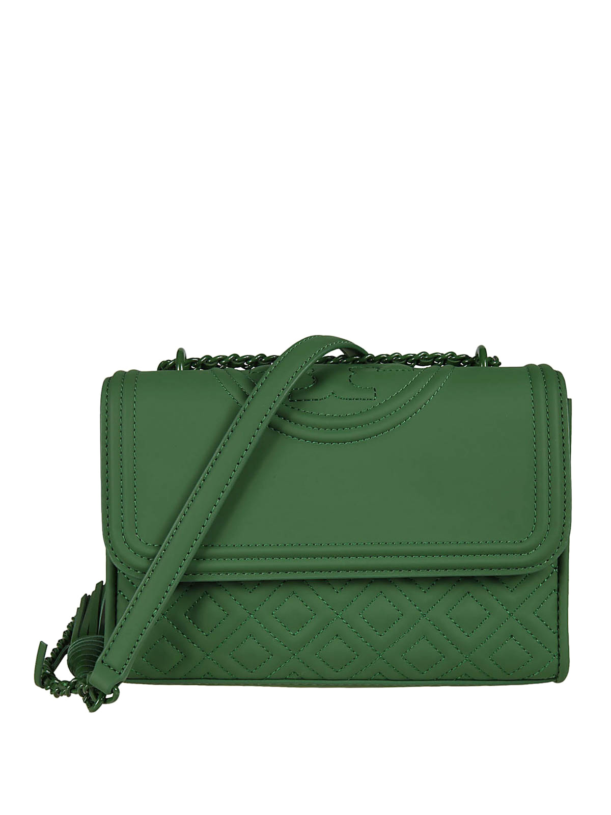 Tory Burch Green Leather Fleming Convertible Shoulder Bag Tory