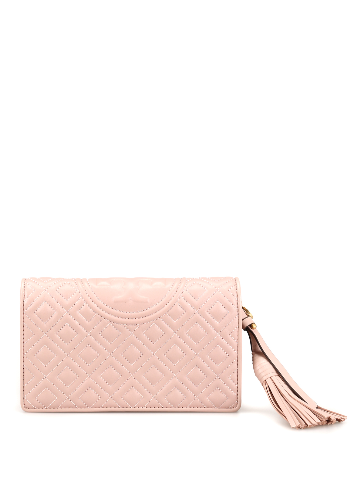 Fleming Clutch of Tory Burch - Pink quilted clutch bag with flap for women