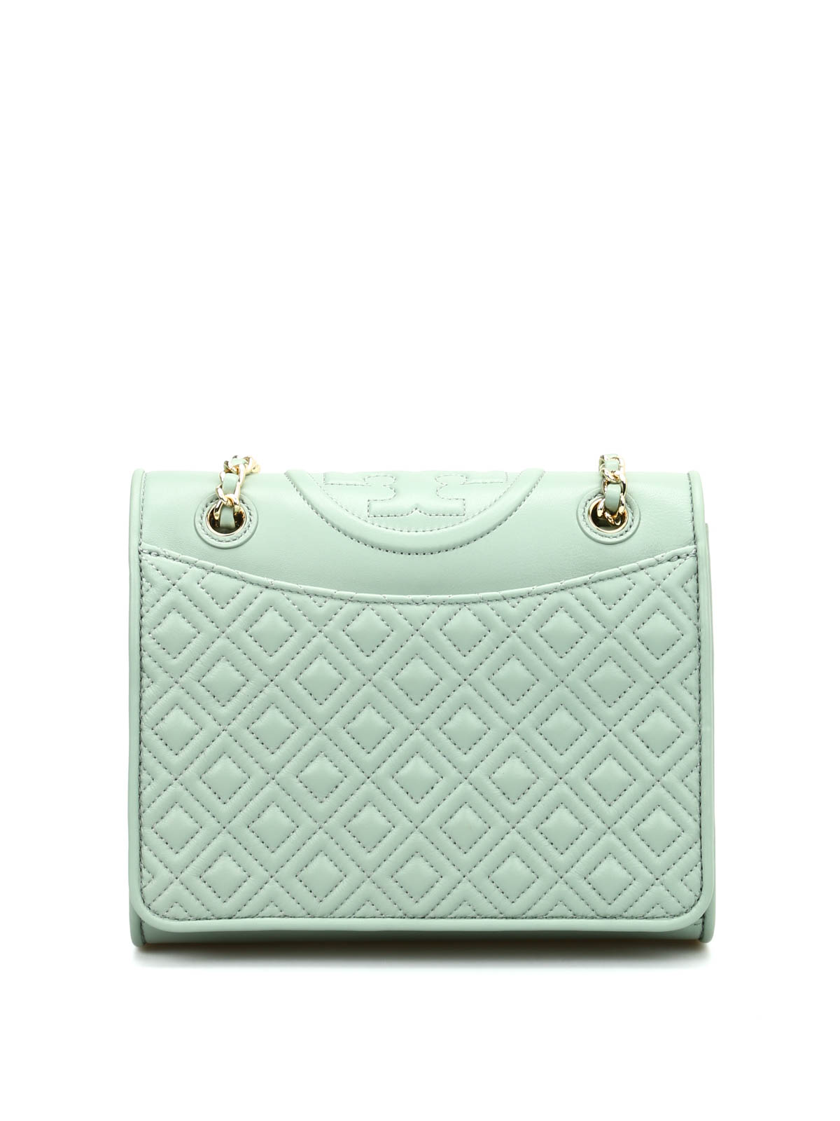 Tory Burch Fleming Green Quilted Wallet Crossbody Bag