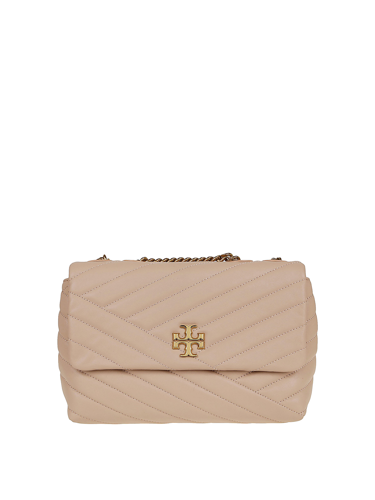 Sand Color Leather Kira Chevron Wallet by Tory Burch in Neutrals