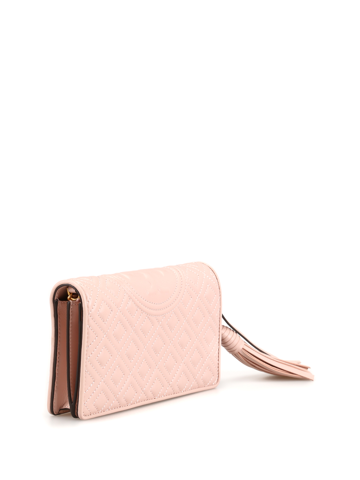 Fleming Clutch of Tory Burch - Pink quilted clutch bag with flap for women