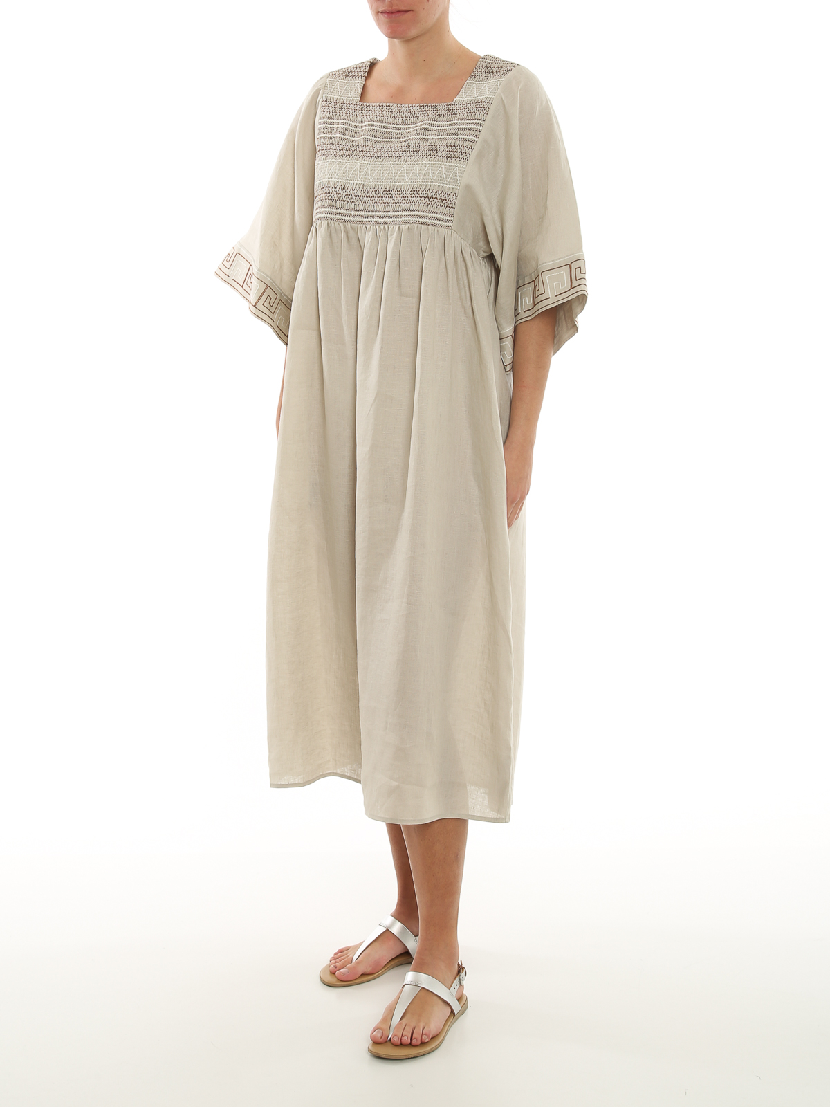 Tory Burch Geometric embroidery linen caftan