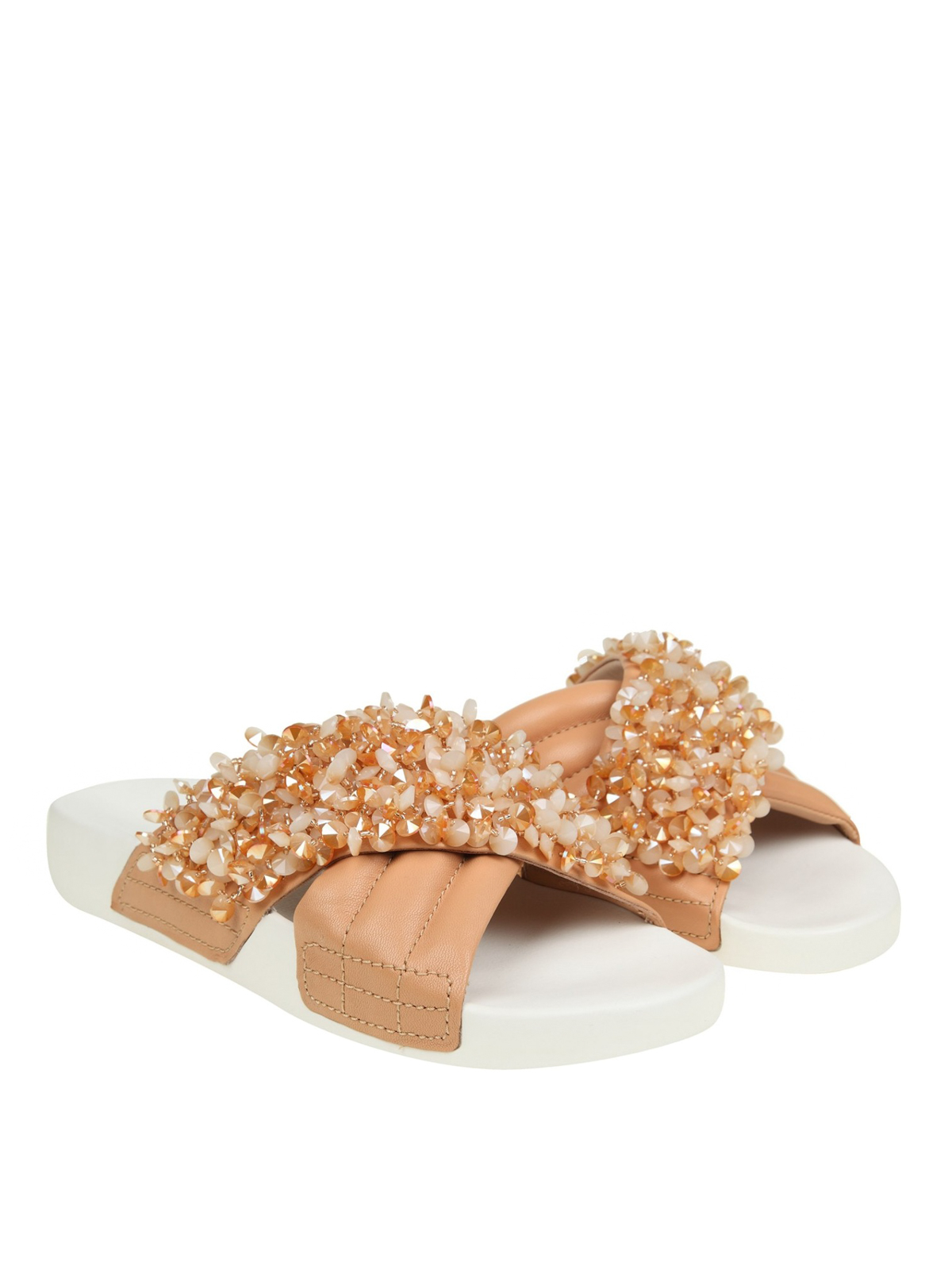 Sandals Tory Burch Logan embellished nude slides 46713217