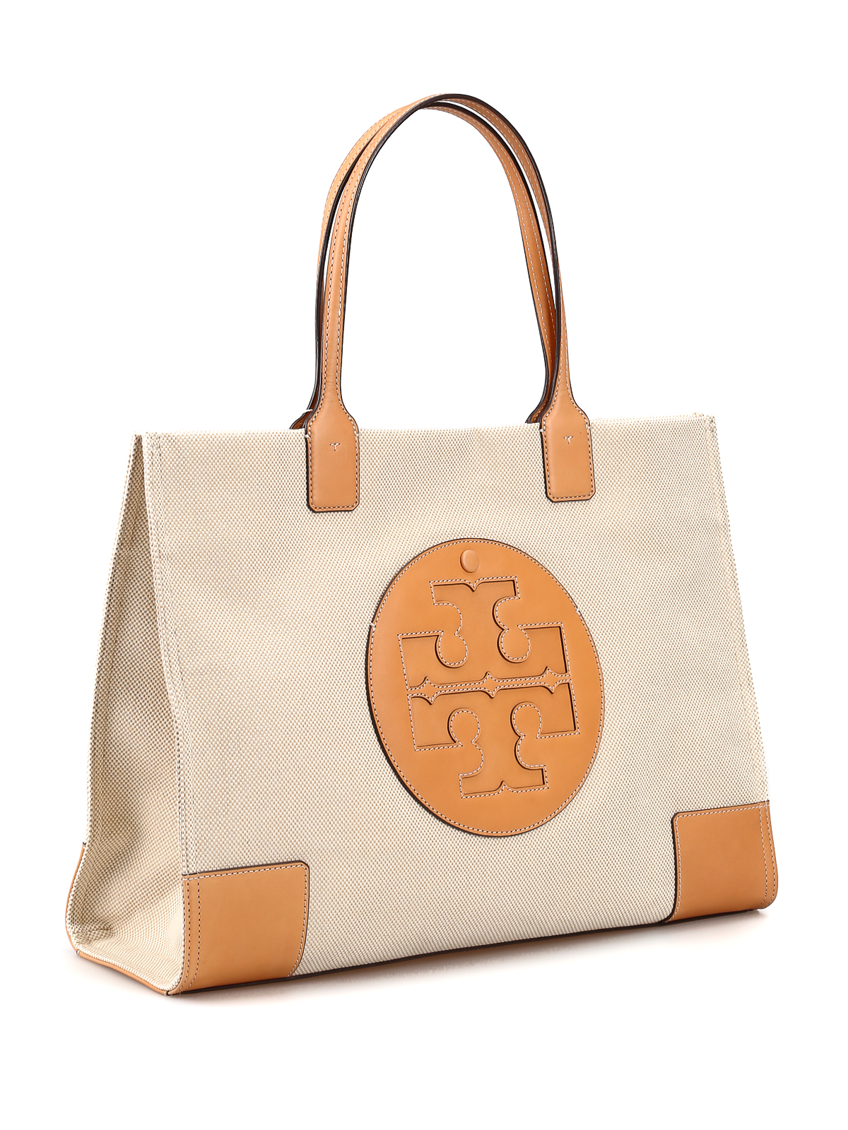 Tory Burch Black Leather and Canvas Ella Tote Tory Burch