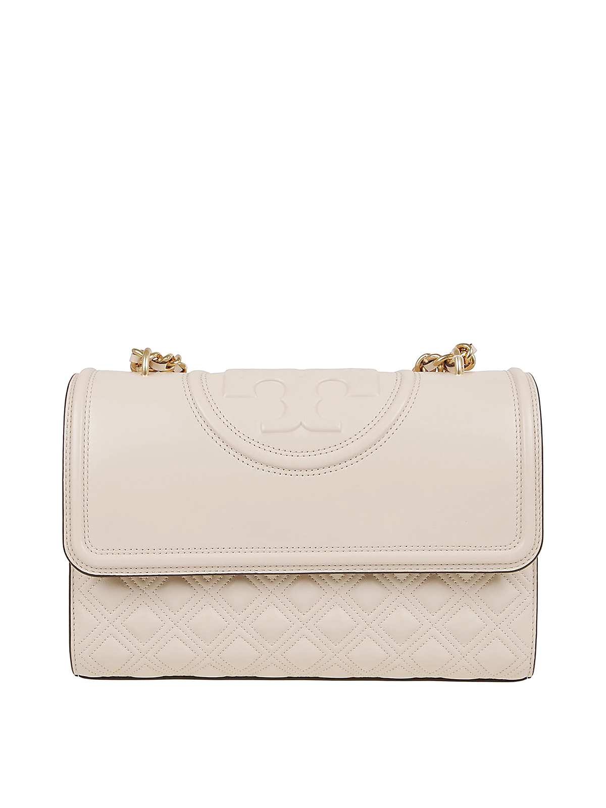 Tory Burch Fleming Quilted Leather Bag In Beis Claro