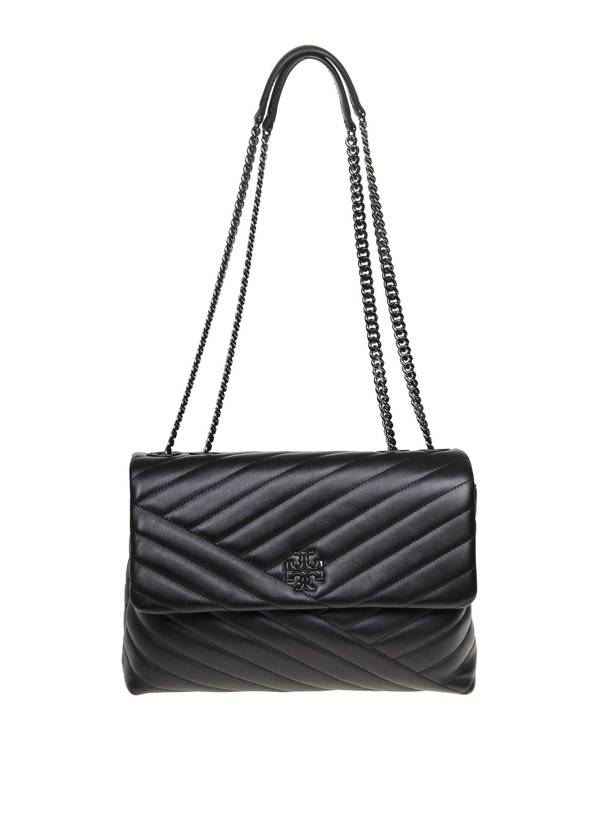 Tory Burch Kira Quilted Leather Cross Body Bag in Black