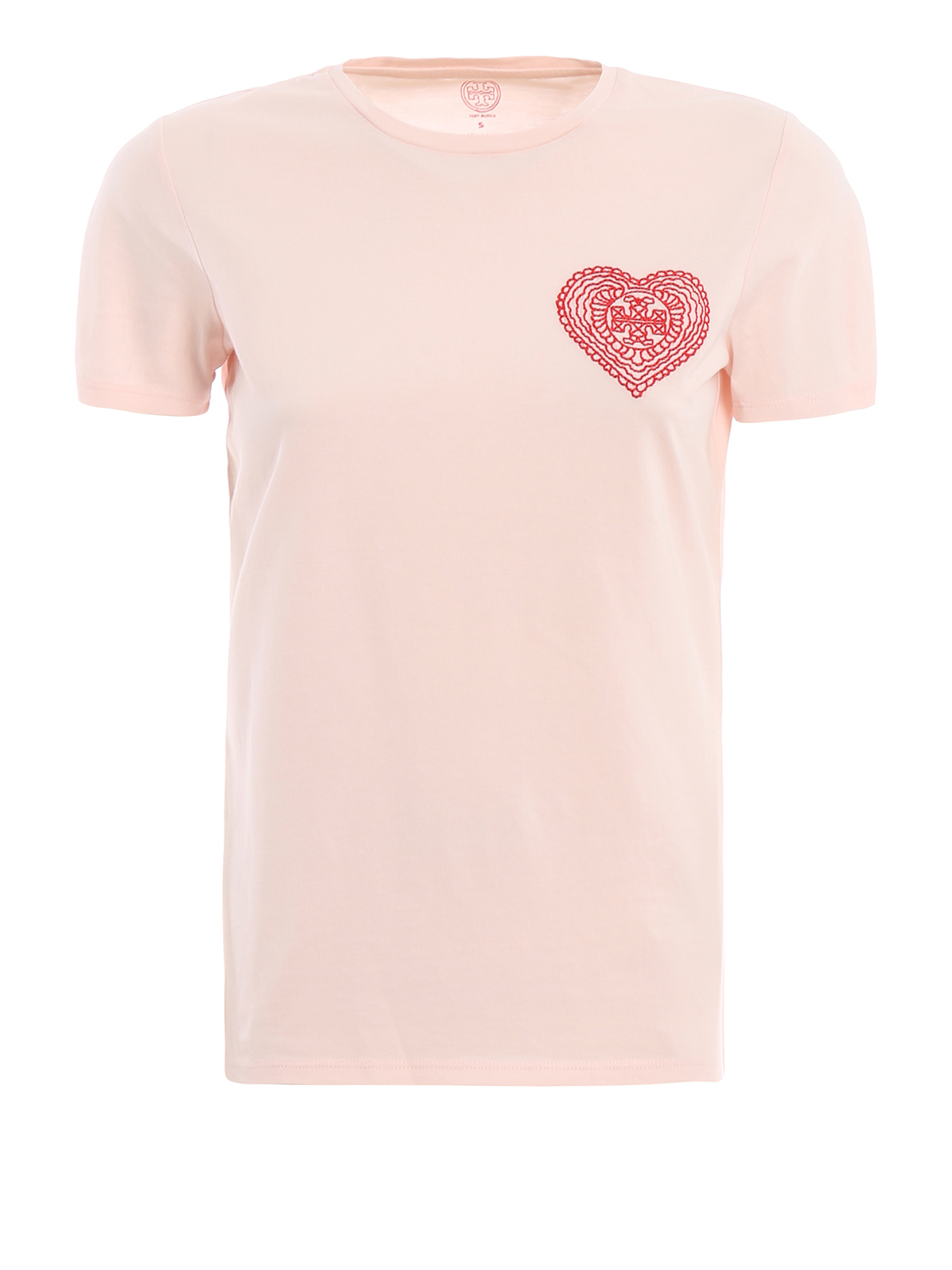 Tory Burch Embroidered heart jersey T-shirt - Light Pink