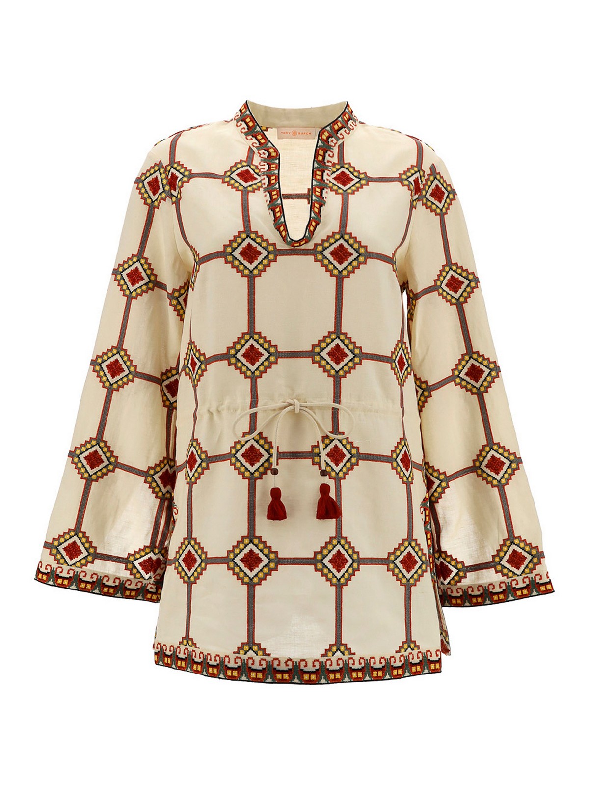 TORY BURCH - Linen Blend Embroidered Tunic