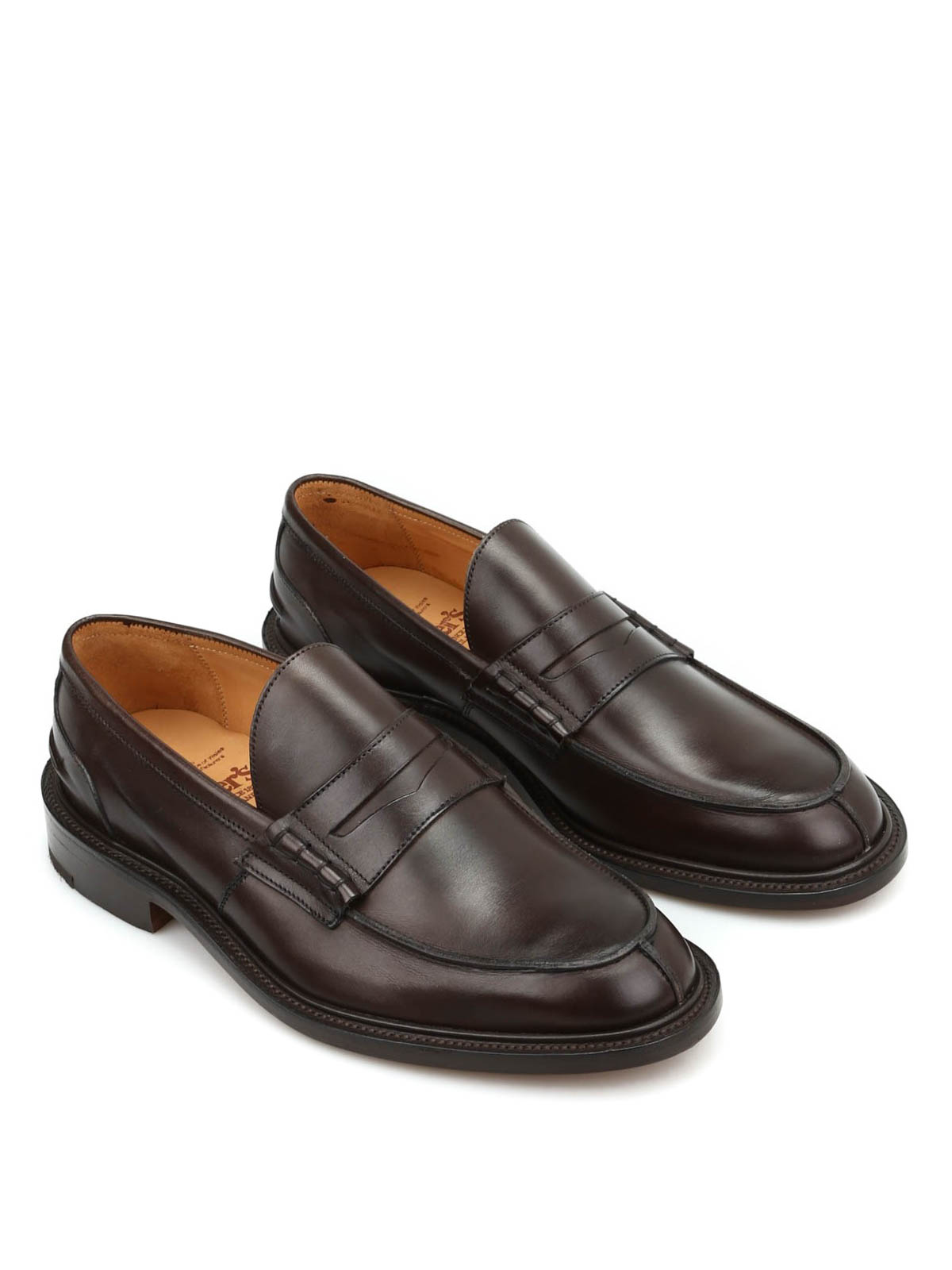 Shop Tricker's James Leather Penny Loafers In Marrón