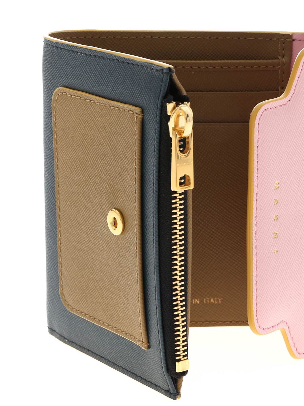 Wallets & purses Marni - Trifold wallet in teal blue and pink