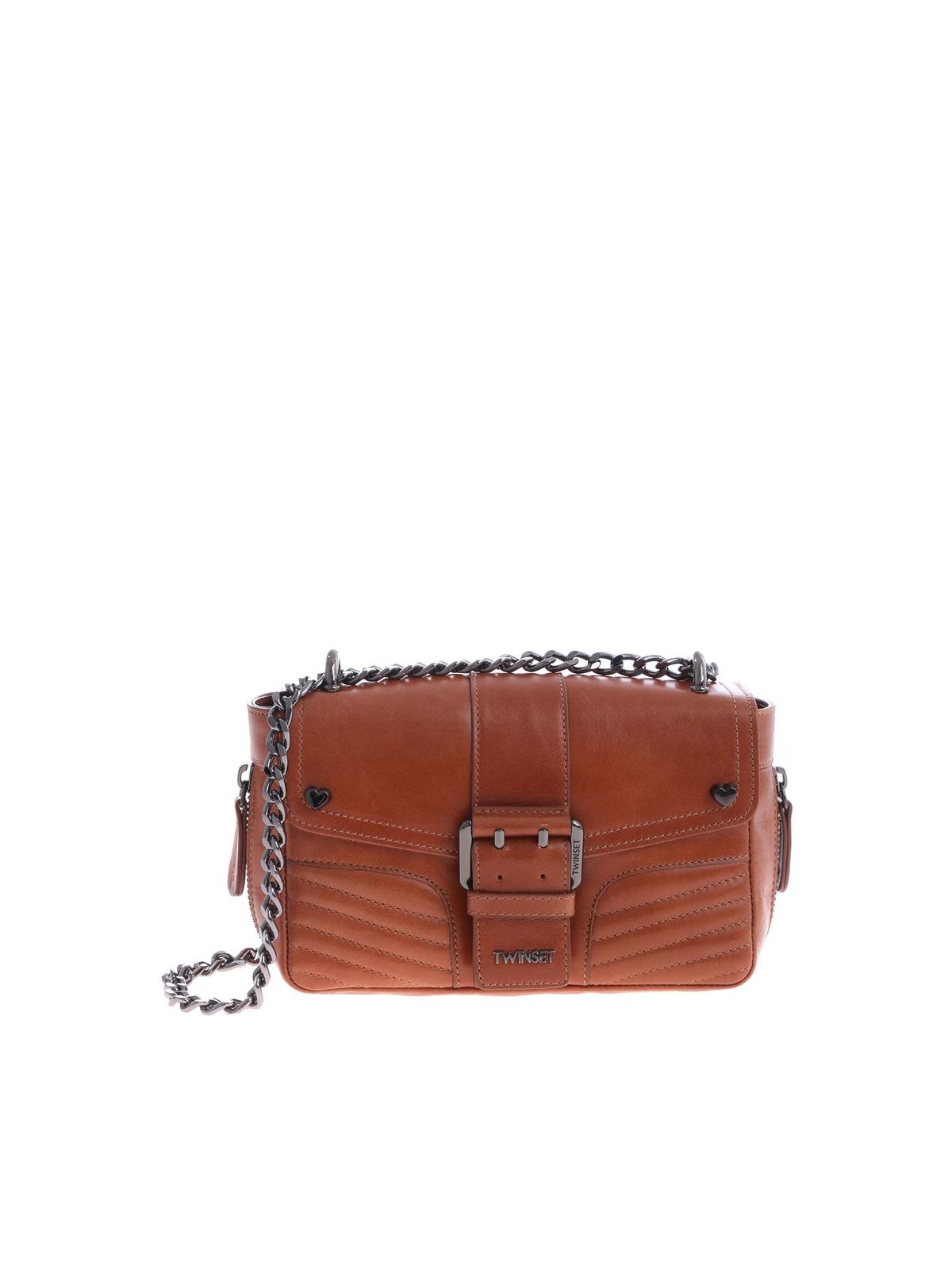 Cross body bags Twinset - Expandable shoulder bag in tan color -  TA723700057CUOIO