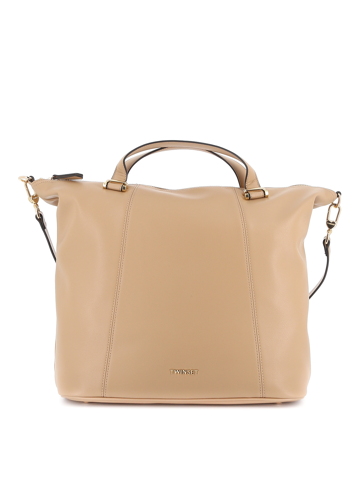 Twinset Logo lettering beige tote bag Beige 201TA716000467