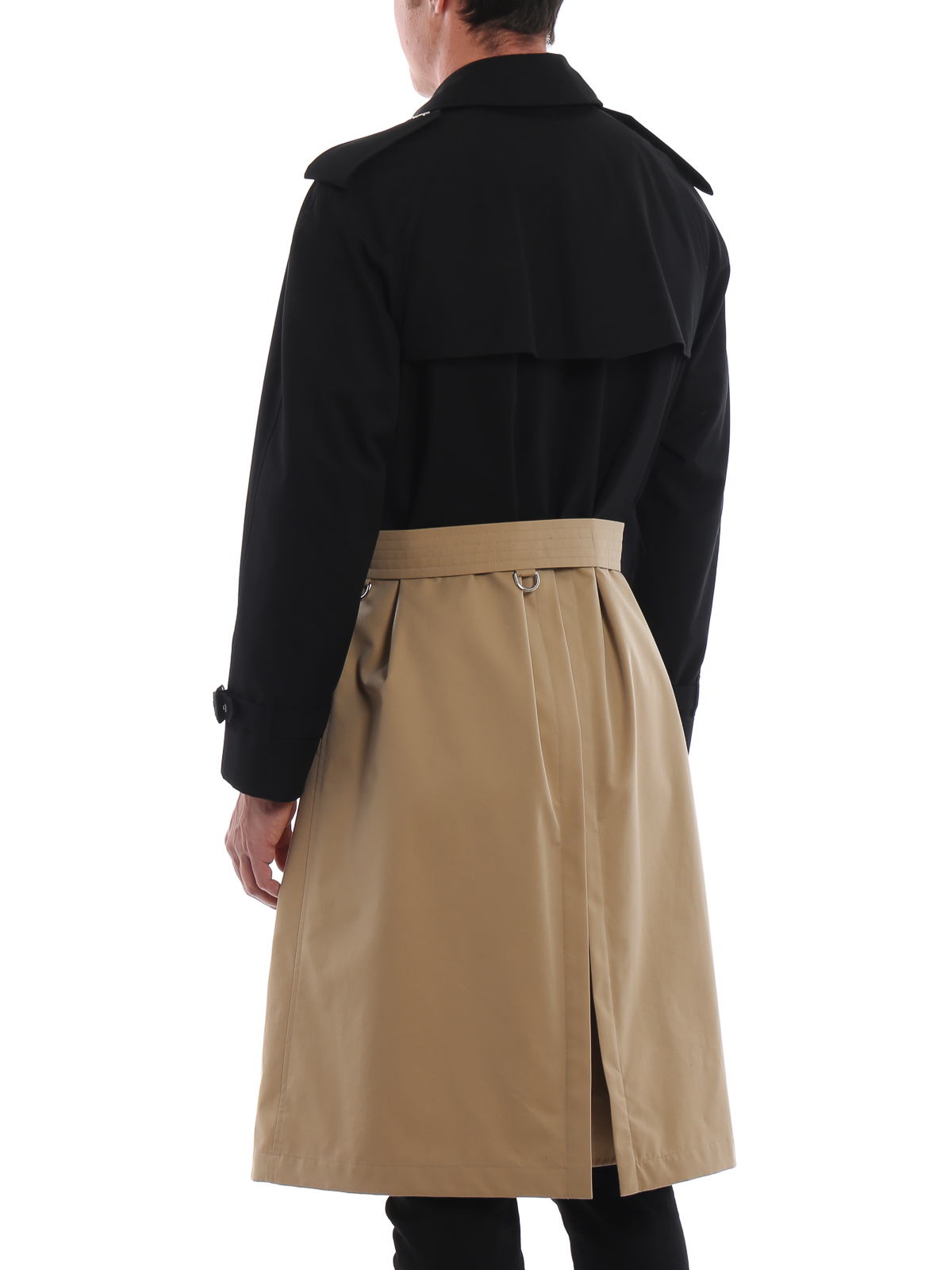 Burberry Two-tone cotton gabardine long trench coat - Men