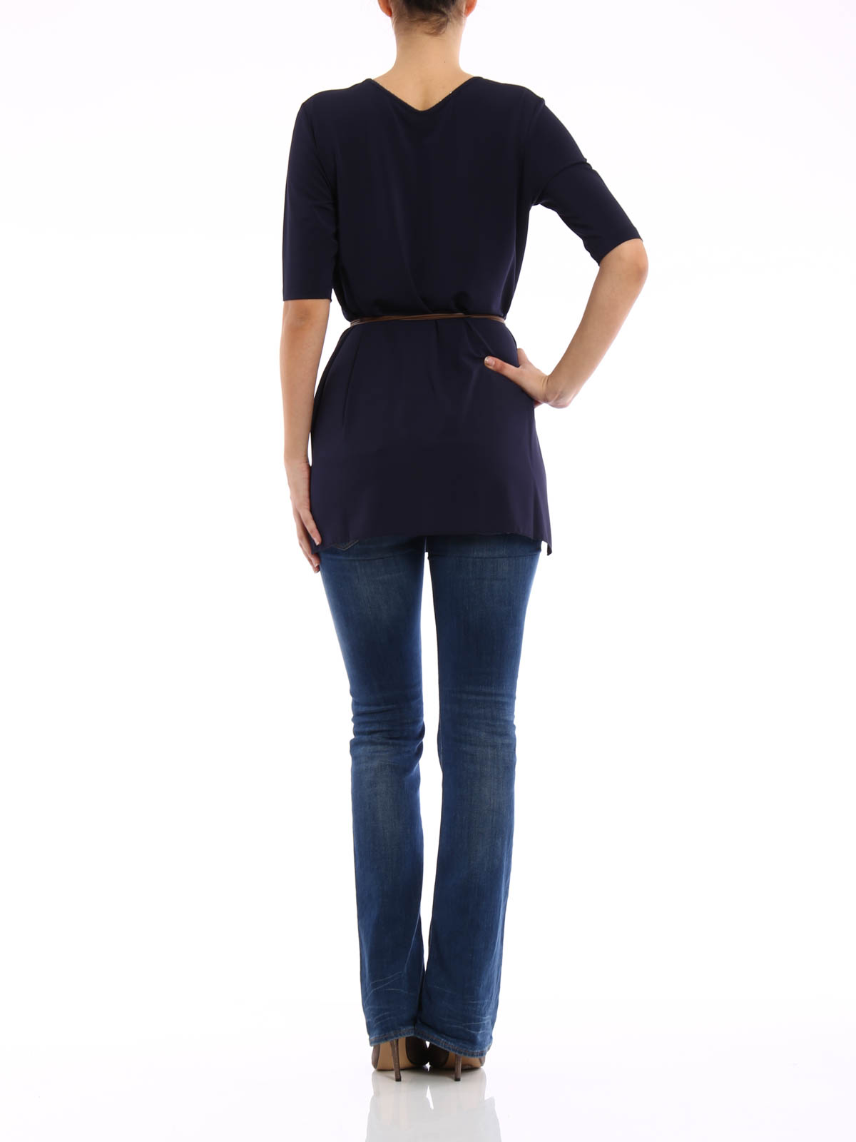 Tシャツ・カットソー FABIANA FILIPPI Women Tunic Tops TPD275F595D8355146 BLUE Fabiana Filippi logo-print Cotton T-shirt | Purple | FARFETCH JO