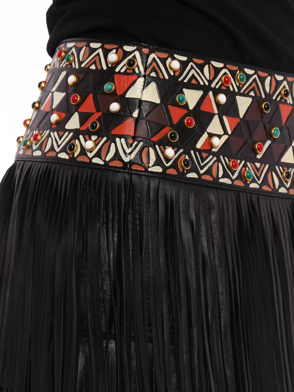 Valentino Garavani Fringed leather mini skirt | KB0NI01N1KV0NO