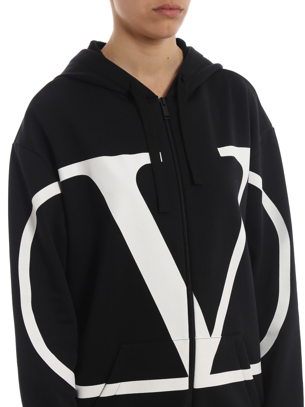 Valentino Black VLTN Star Zip-Up Hoodie Valentino