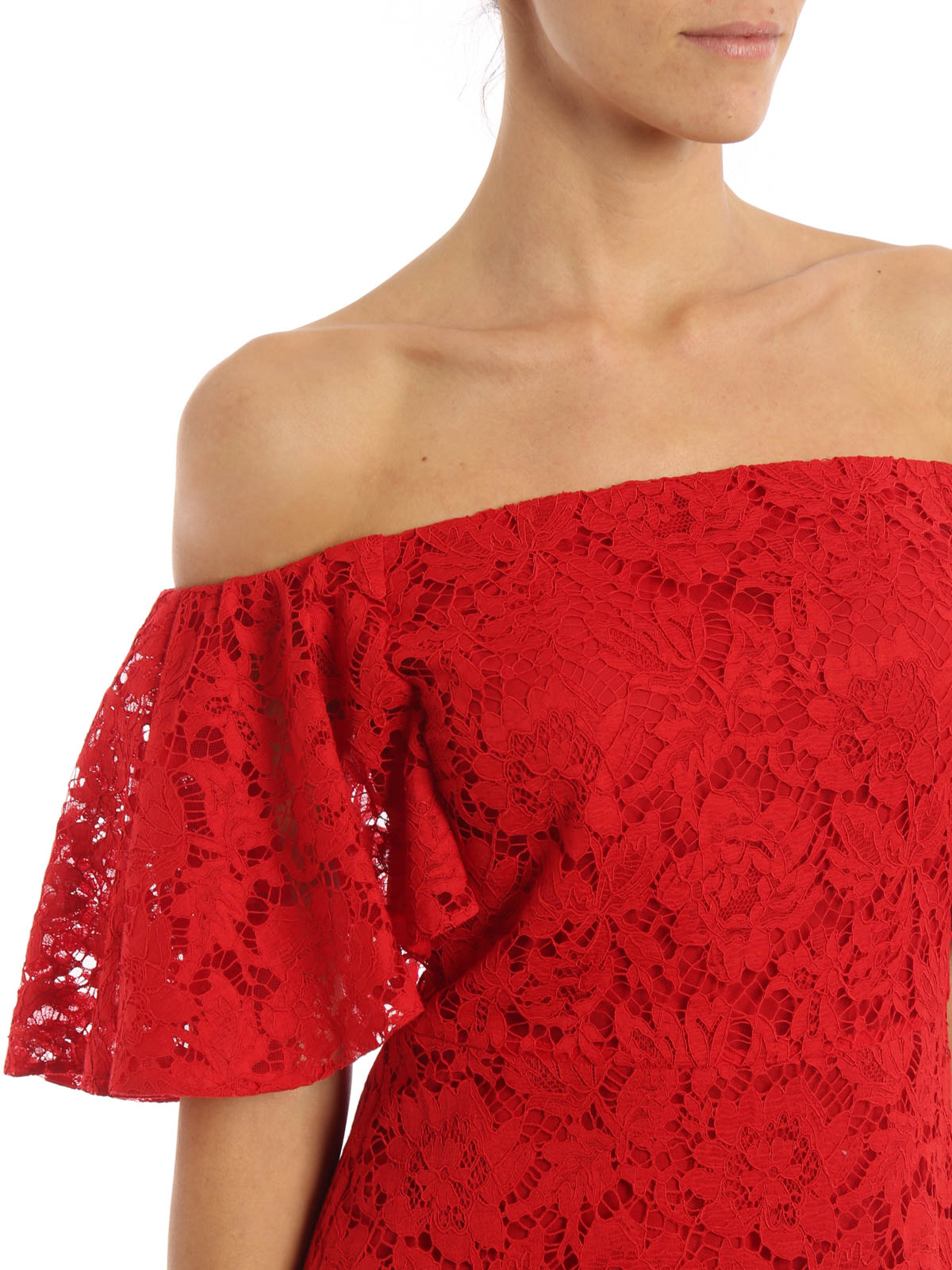 Valentino Garavani Heavy Lace off the shoulder dress|MB3VAAW61EC157 Valentino Garavani Heavy Lace off the shoulder dress|MB3VAAW61EC157
