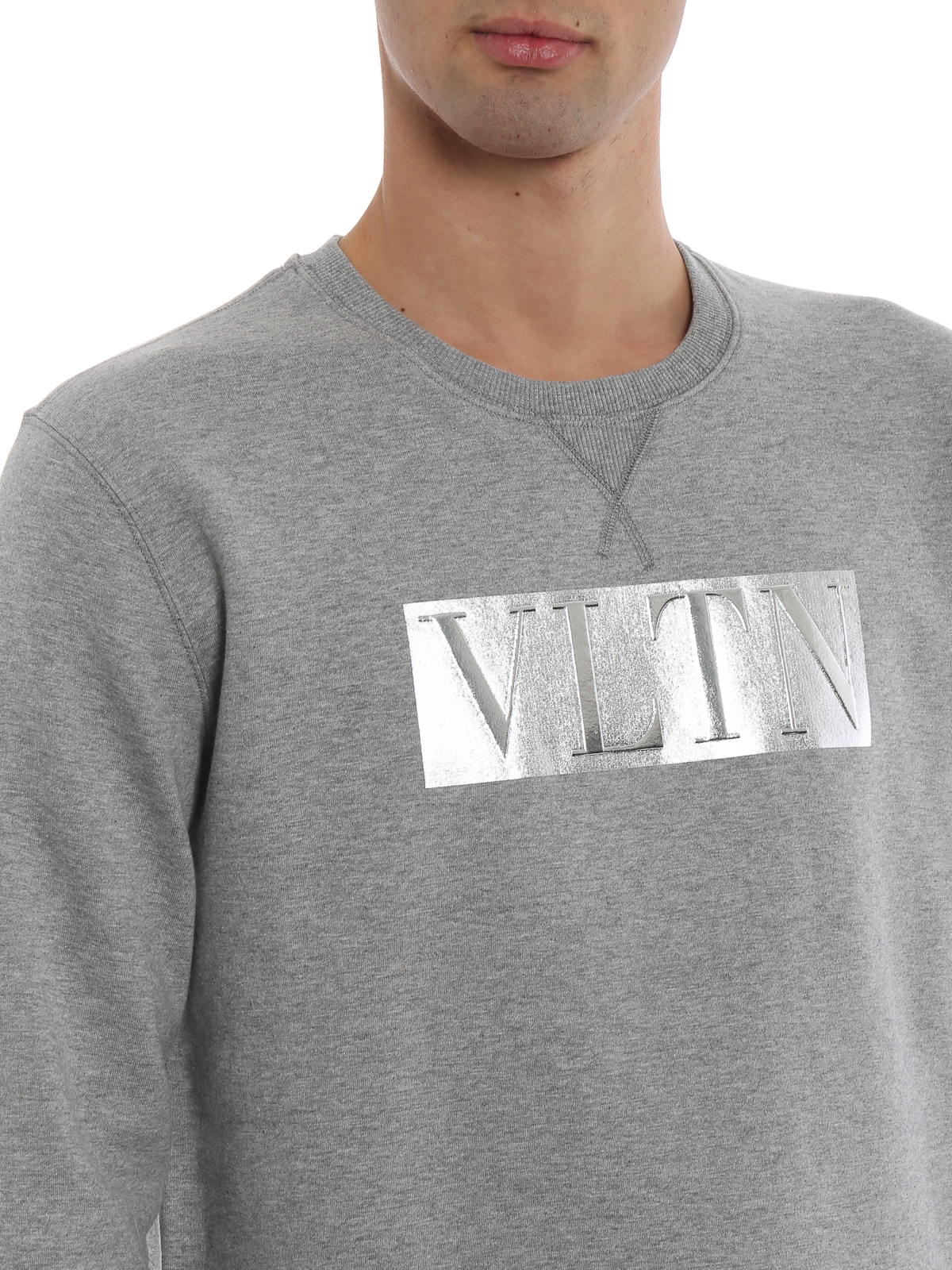Valentino Garavani Silver VLTN logo cotton fleece sweatshirt