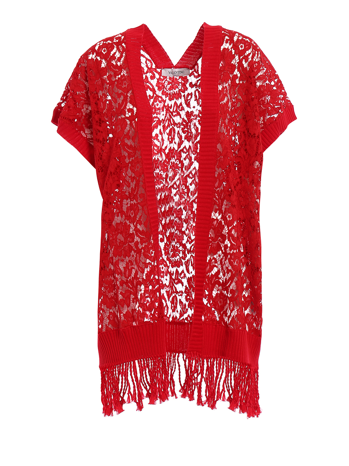 Cardigans Valentino - Heavy Lace open front red poncho -