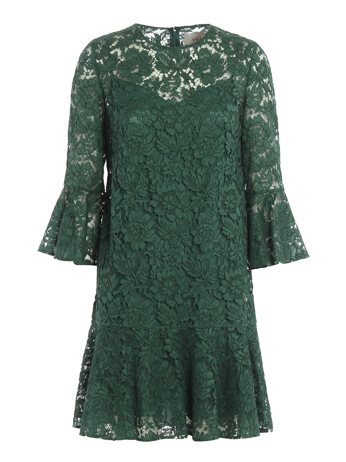 Valentino Garavani Heavy Lace bell sleeve short dress|MB3VAAX11ECJR0