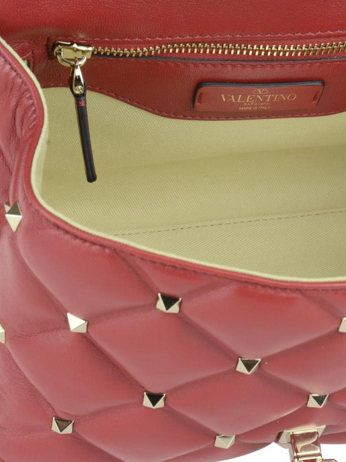 Valentino Candystud Red Quilted Leather