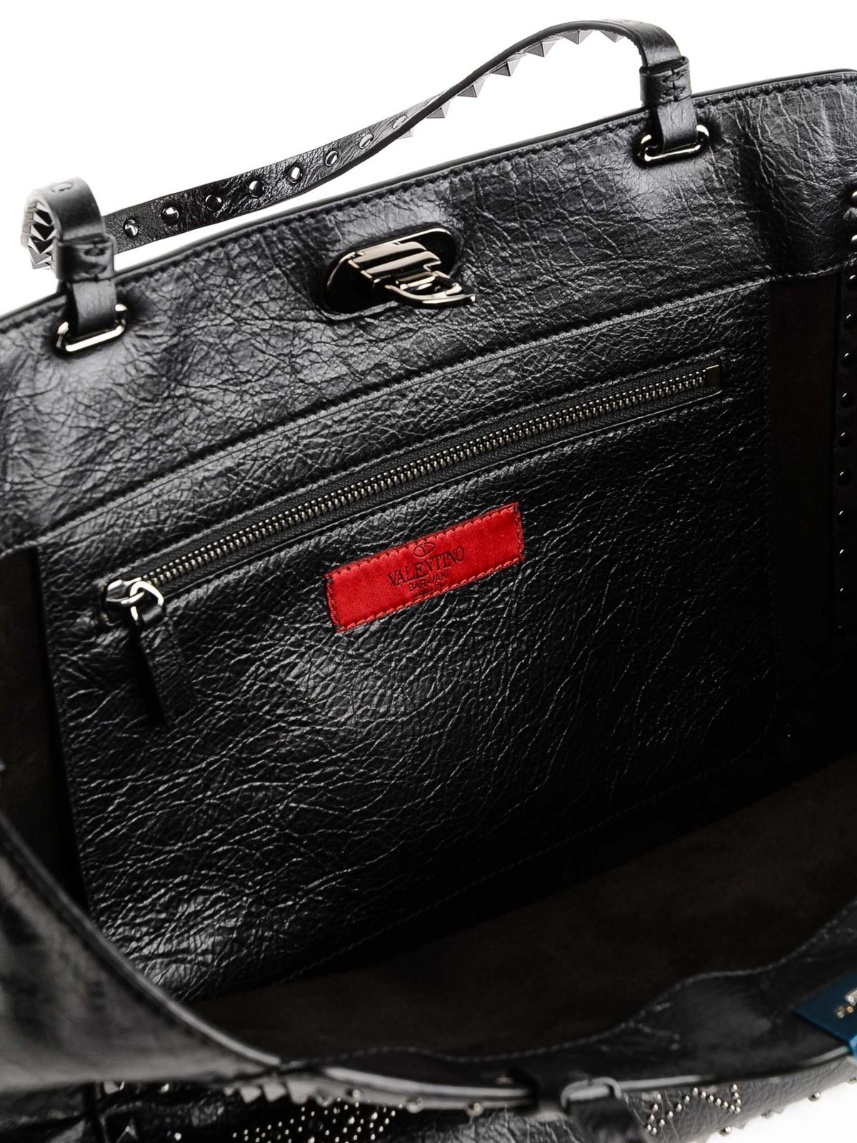 Rockstud Medium Leather Tote Bag in Black - Valentino Garavani