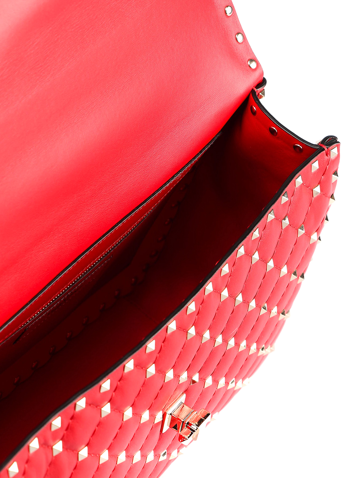 Rockstud Spike Bag in Calfskin Red