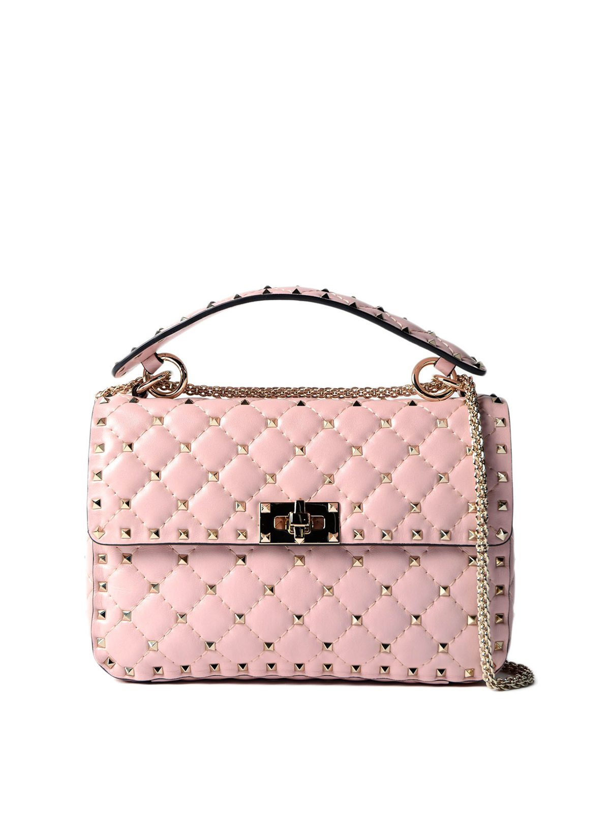 Rockstud Medium Leather Tote Bag in Pink - Valentino Garavani