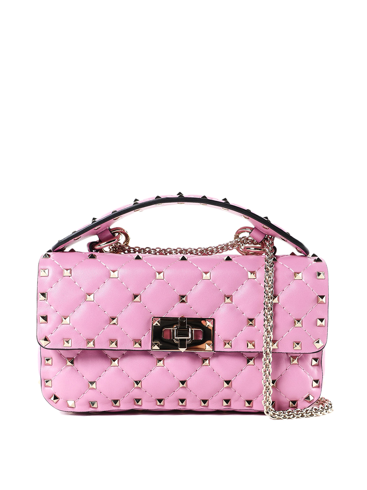 VALENTINO GARAVANI: Rockstud bag in quilted nappa leather - Pink