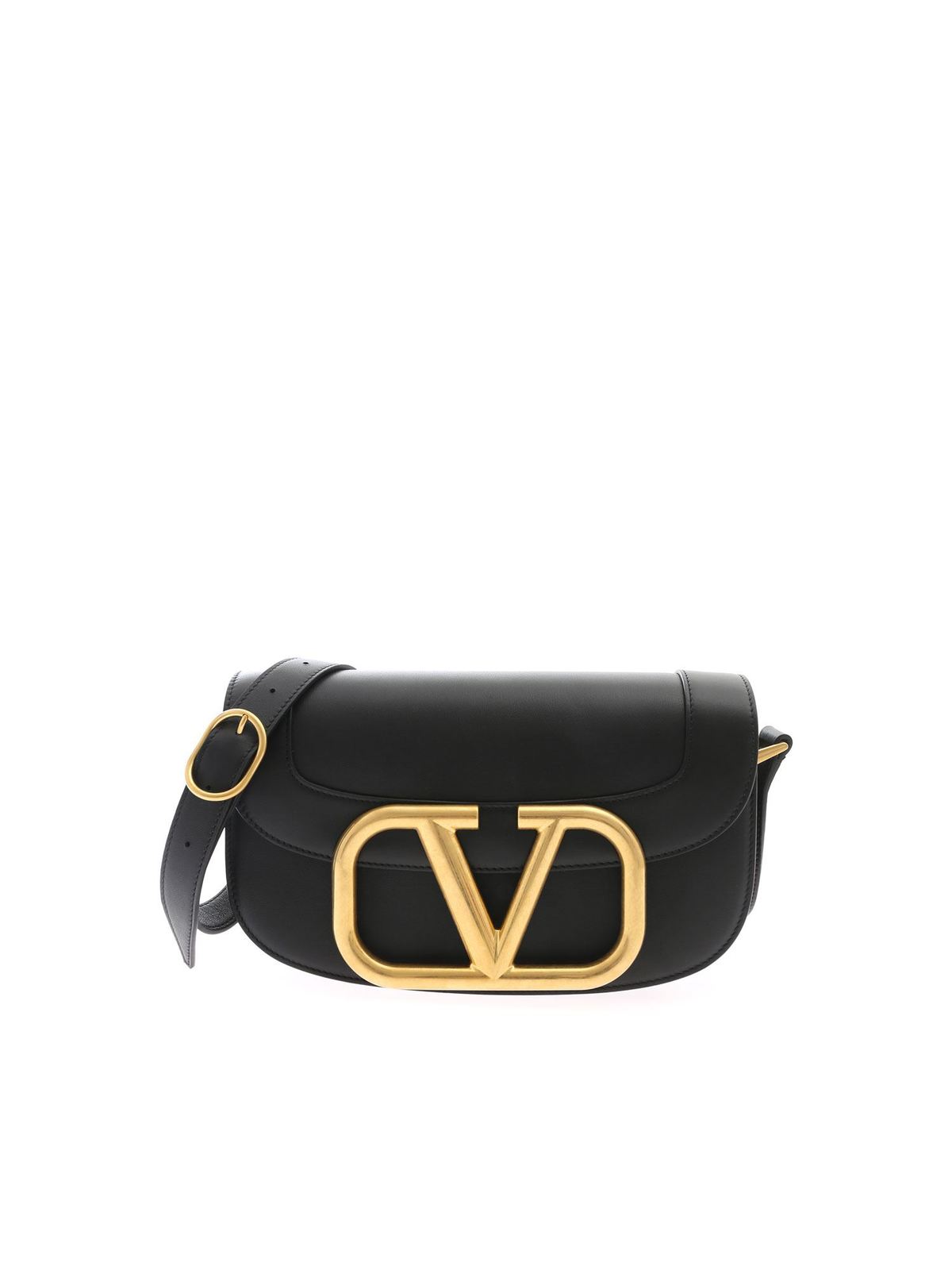 Valentino+Supervee+Crossbody+Small+Black+Leather for sale online