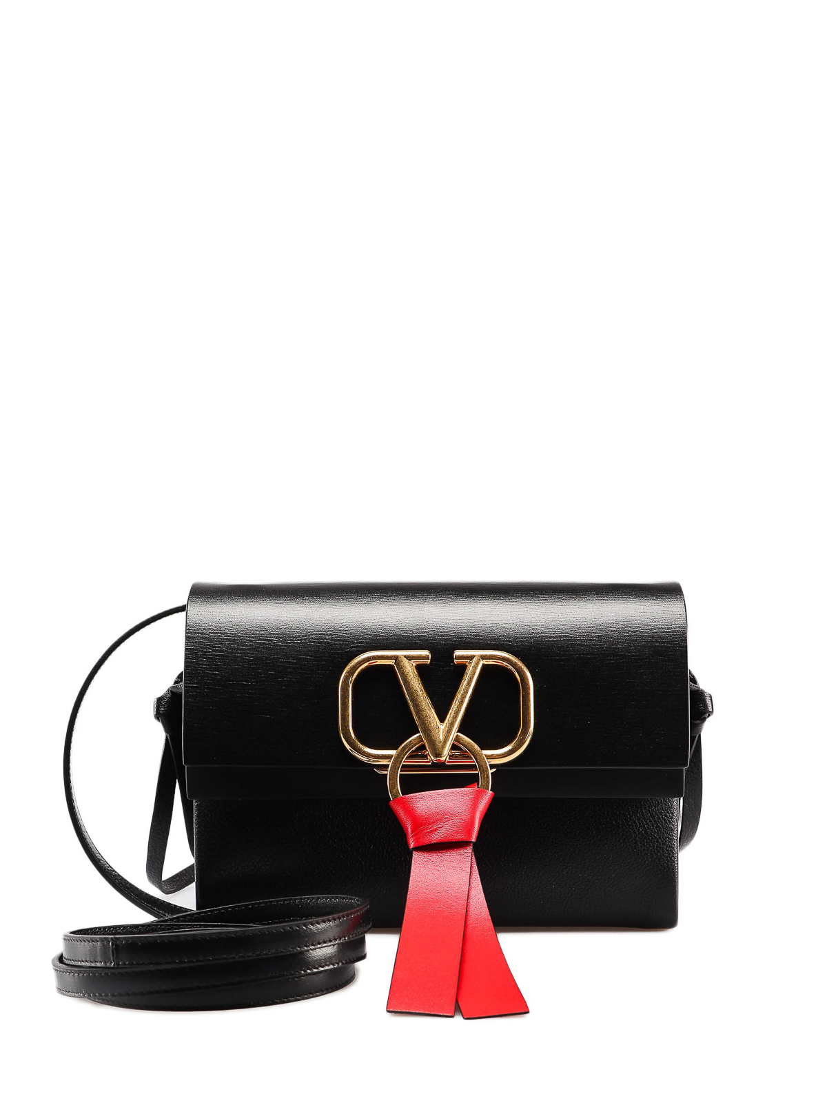 Handbags Valentino Valentino VRing Bag Black Leather