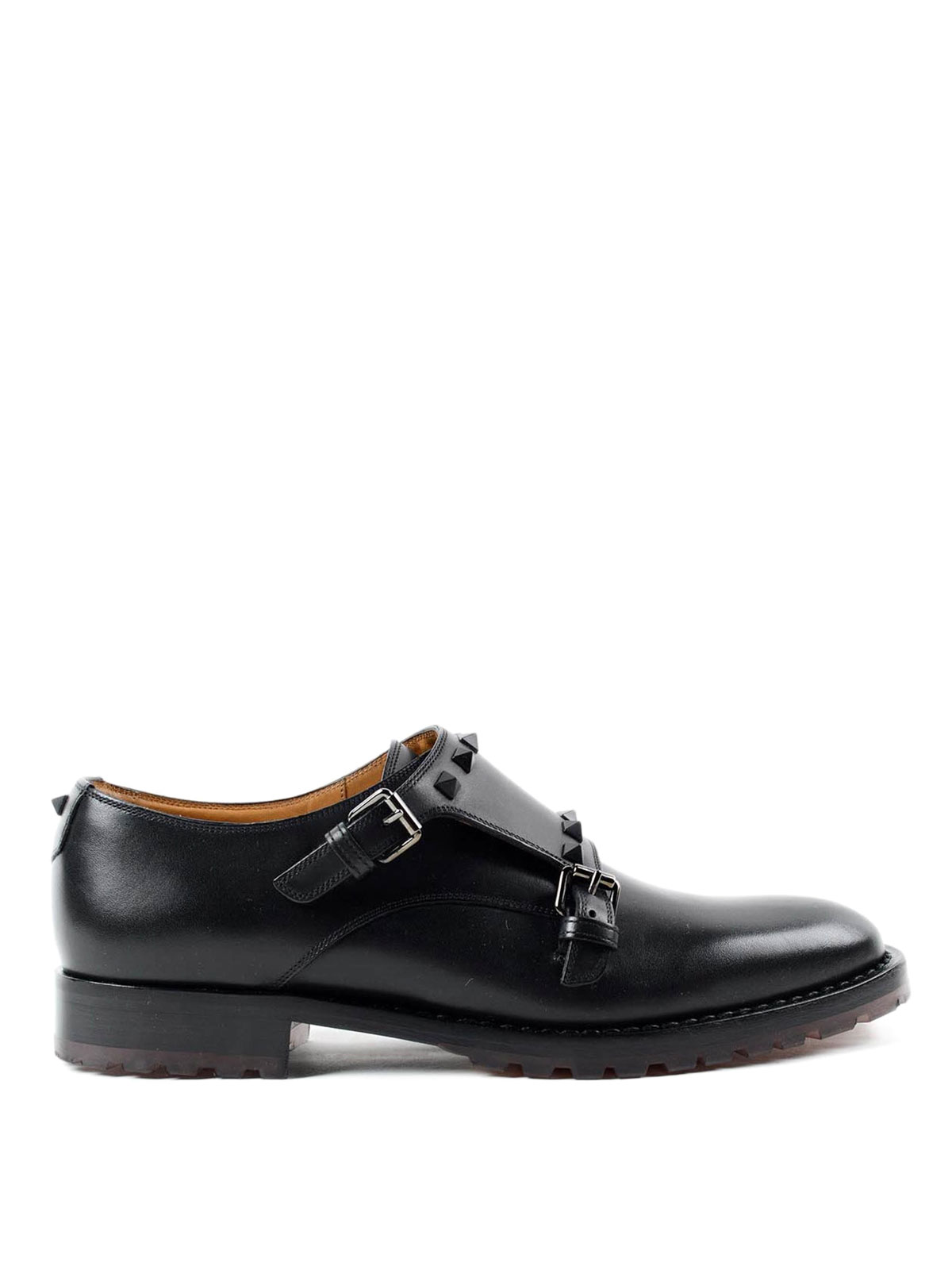 Valentino Garavani Dual Strap Fur Shoes Men Size 9 US, 42 EU Black Leather Italy Valentino Garavani Suede Rockstud Double Buckle 100mm Block  main image 2