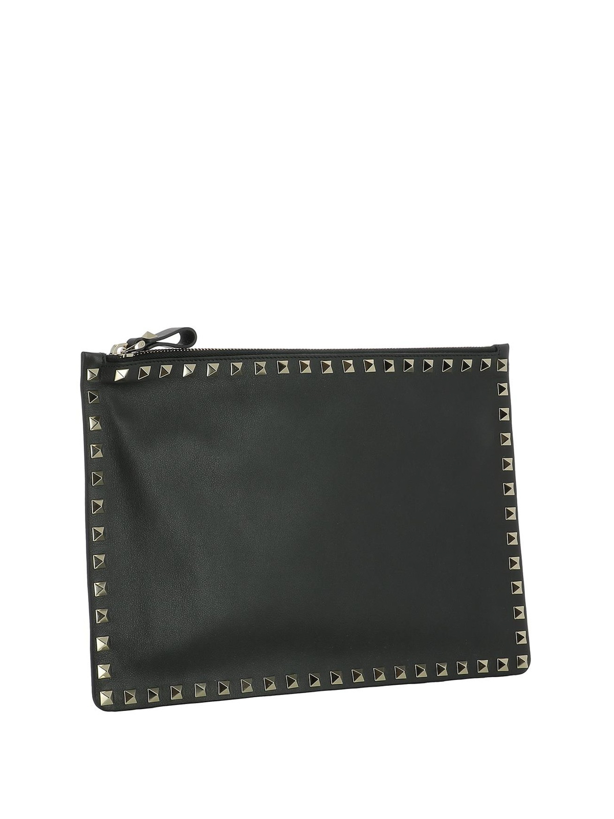 Rockstud Leather Clutch in Black - Valentino Garavani