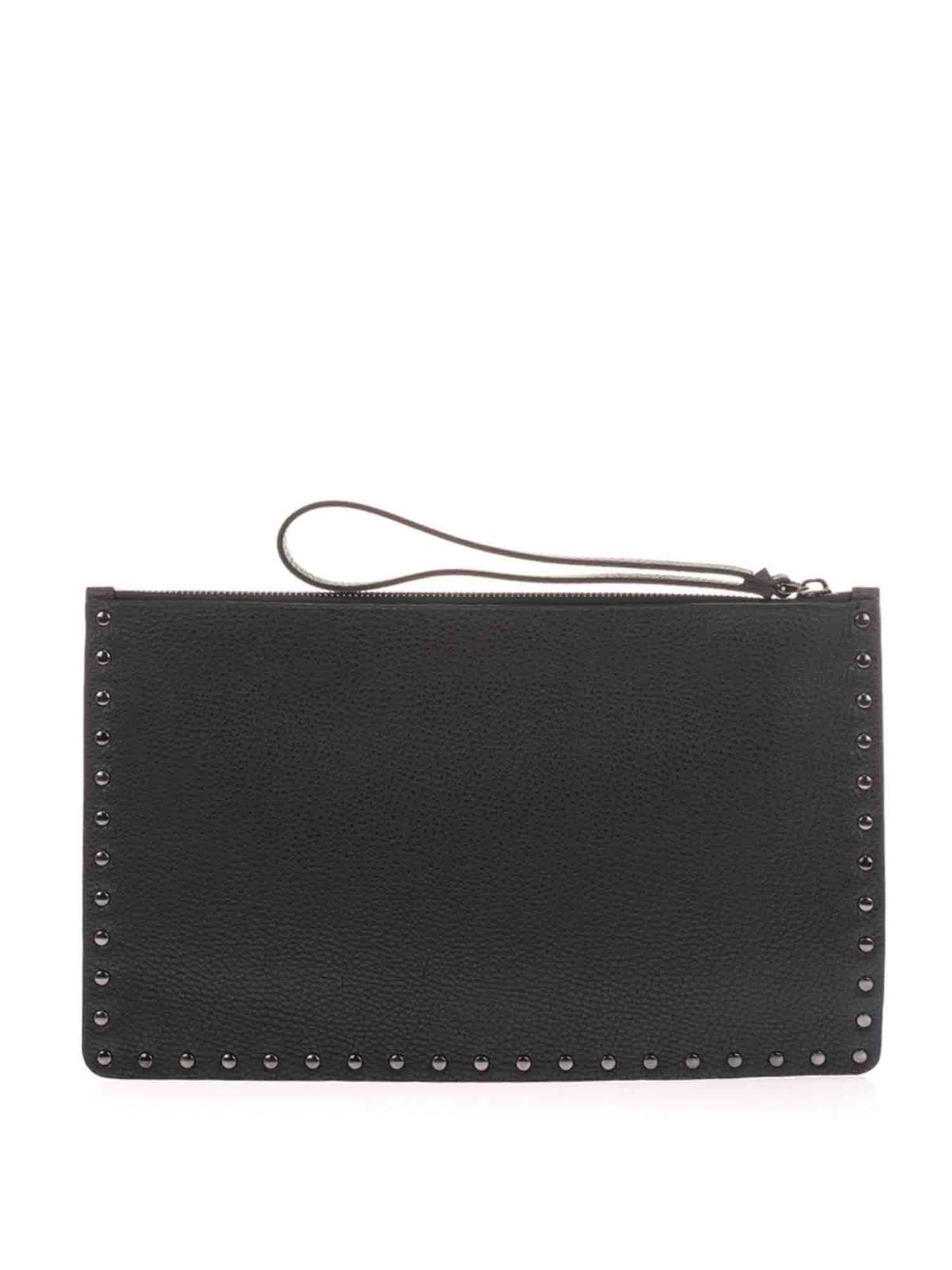 Valentino Rockstud Patent Leather Clutch Bag