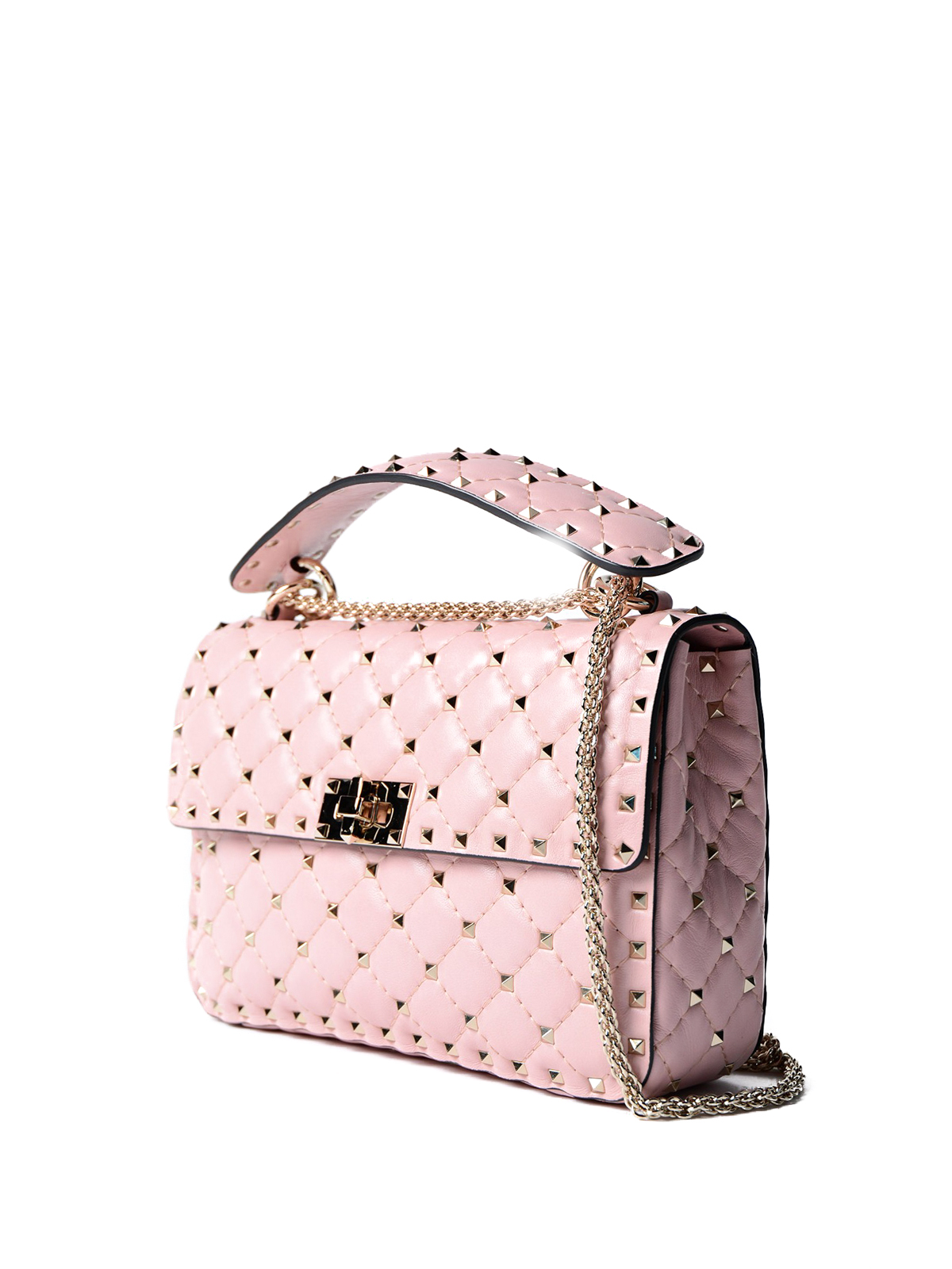 Rockstud Medium Leather Tote Bag in Pink - Valentino Garavani