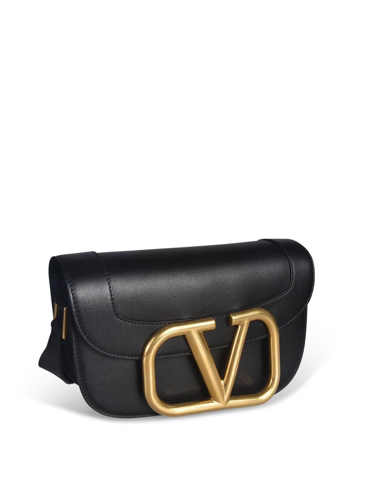 VALENTINO black leather SUPERVEE Crossbody Bag