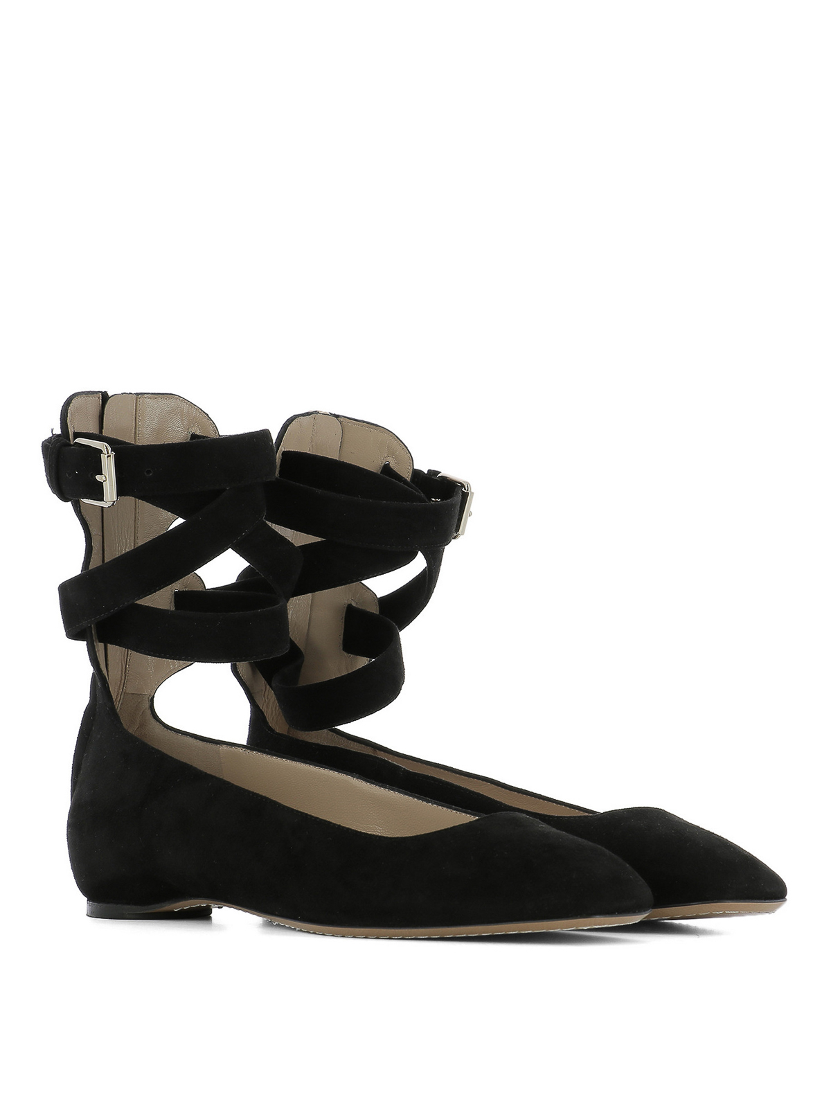 Valentino Garavani Ankle wrap suede flats Black MW0S0C65CAS0NO