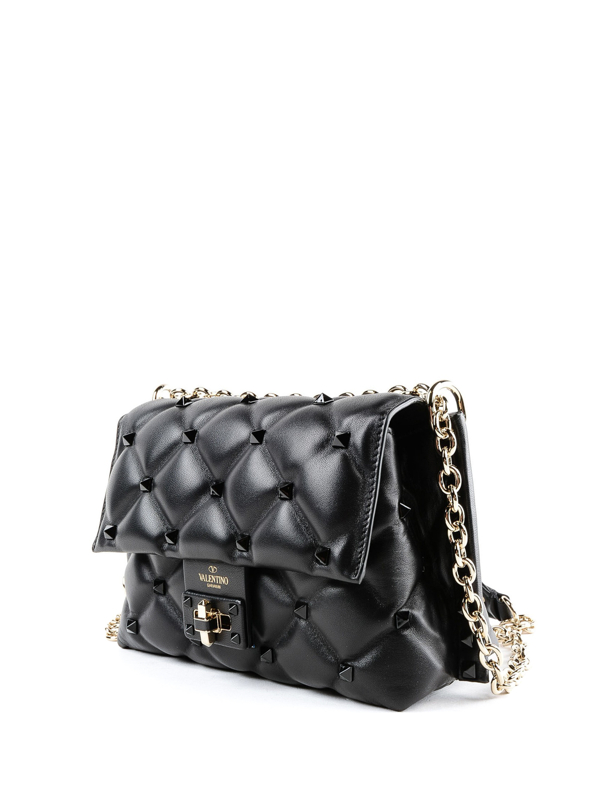 Shoulder bags Valentino Garavani - Candystud matelassé black leather medium  bag - QW0B0C72PYW0NO