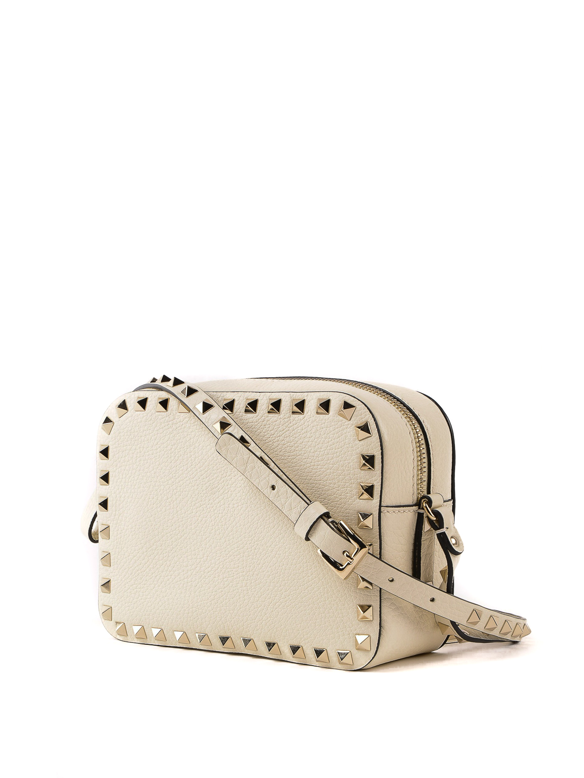 VALENTINO GARAVANI: Rockstud bag in leather with studs - Ivory