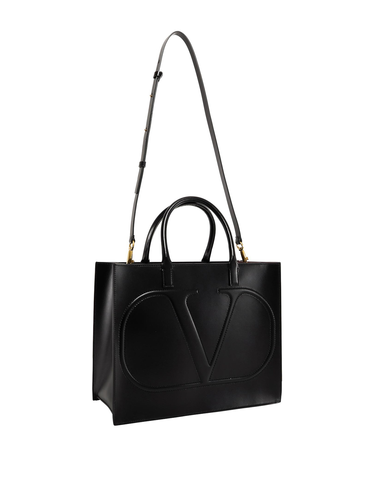 VALENTINO Small Vlogo Walk Calfskin Tote Bag -Poudre