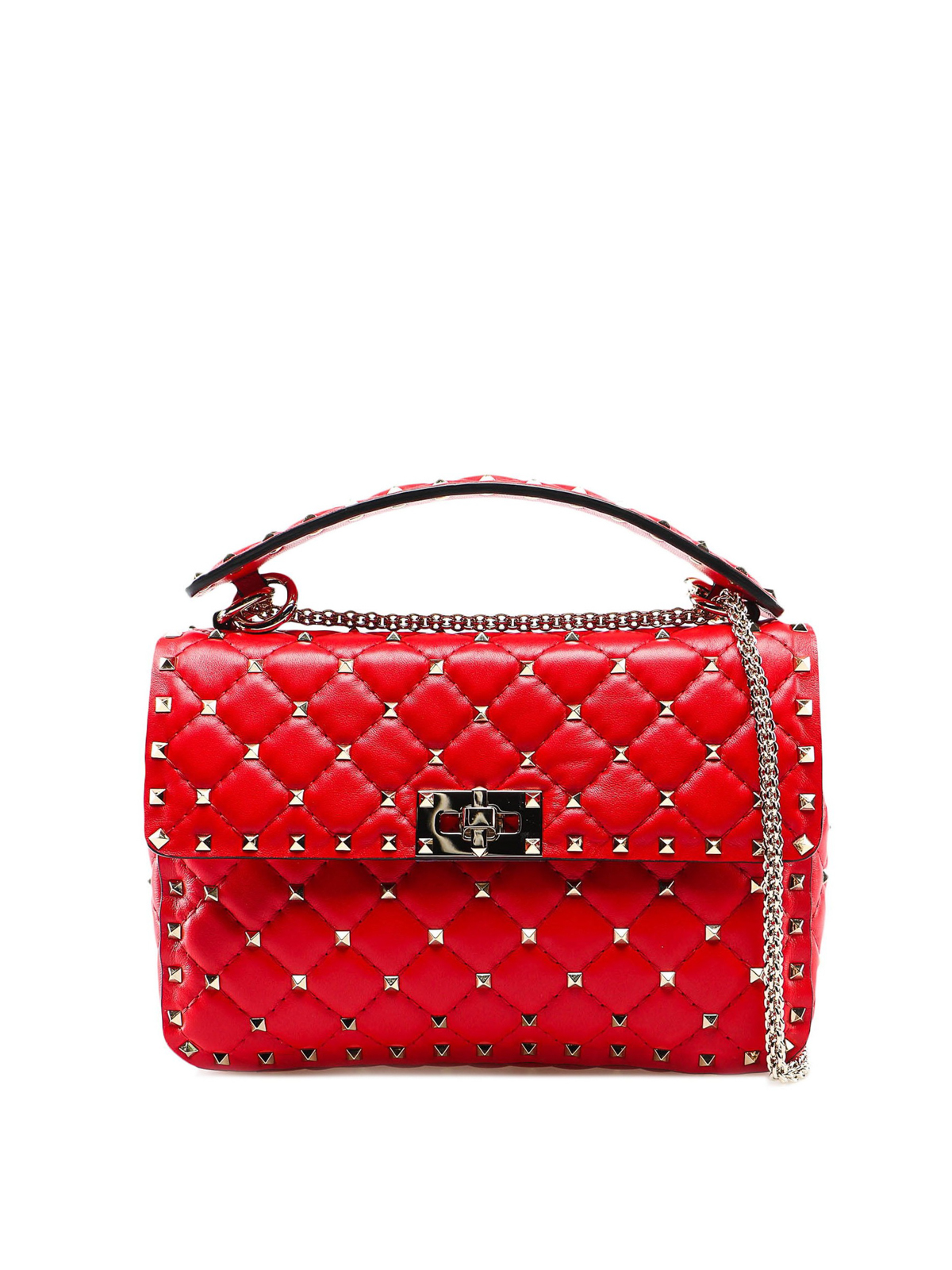 Valentino Small Patent Rockstud Spike Bag- Red