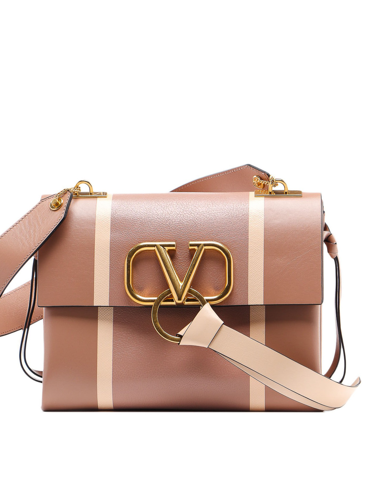 Valentino Garavani Large V-Ring Leather Shoulder Bag on SALE